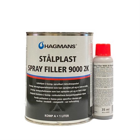 Stålplast Spray Filler 9000 2K 1L Inkl. Härdare
