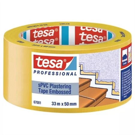 Tesa Byggtejp sPVC Räfflad 50mm x 33m Gul